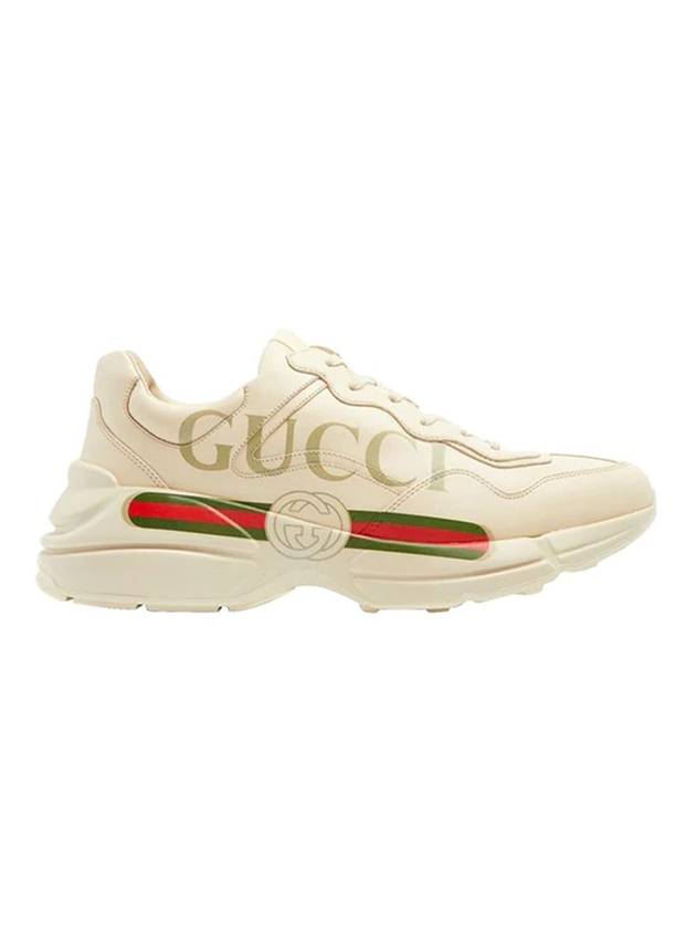 Luxury Gucci Trending 2025 Rhyton Leather Sneakers Logo Ivory