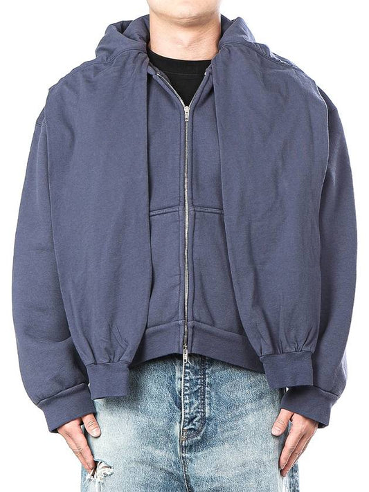 Luxury Balenciaga Incognito Zip-Up Hoodie Blue