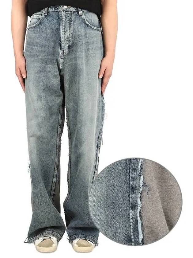 Luxury Balenciaga Contrasting Fabric Hybrid BaGGy Jeans Light Blue