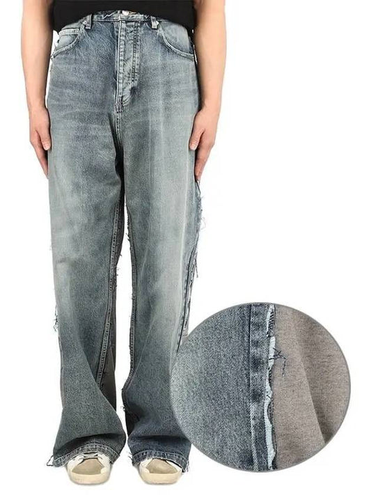 Luxury Balenciaga Contrasting Fabric Hybrid BaGGy Jeans Light Blue