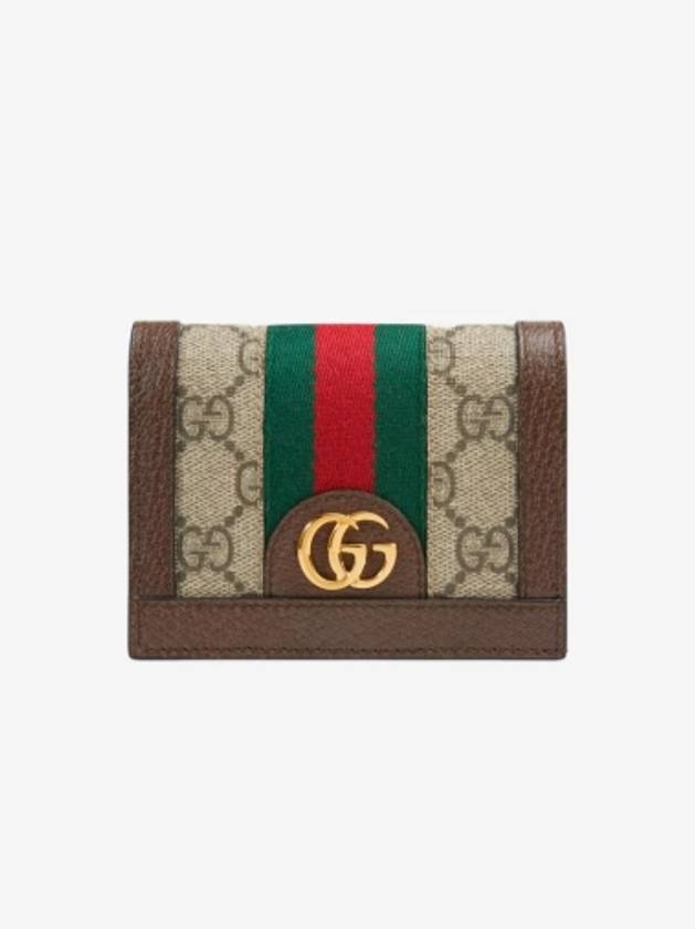 Luxury Gucci Trending 2025 Ophidia GG Supreme Zipper Half Wallet Beige Brown
