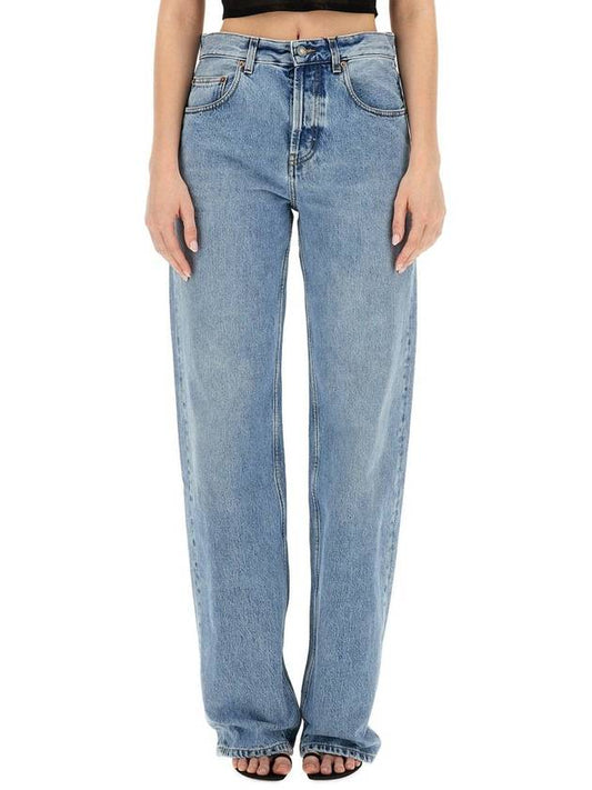 Luxury Saint Laurent Loose Fit Denim Straight Pants Blue