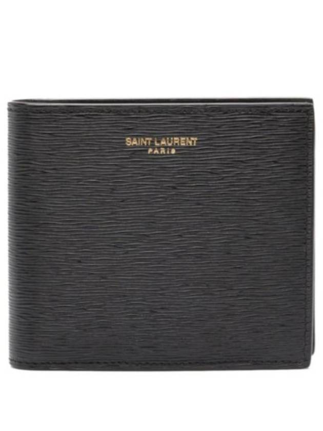 Luxury Saint Laurent East West Leather Half Wallet Black