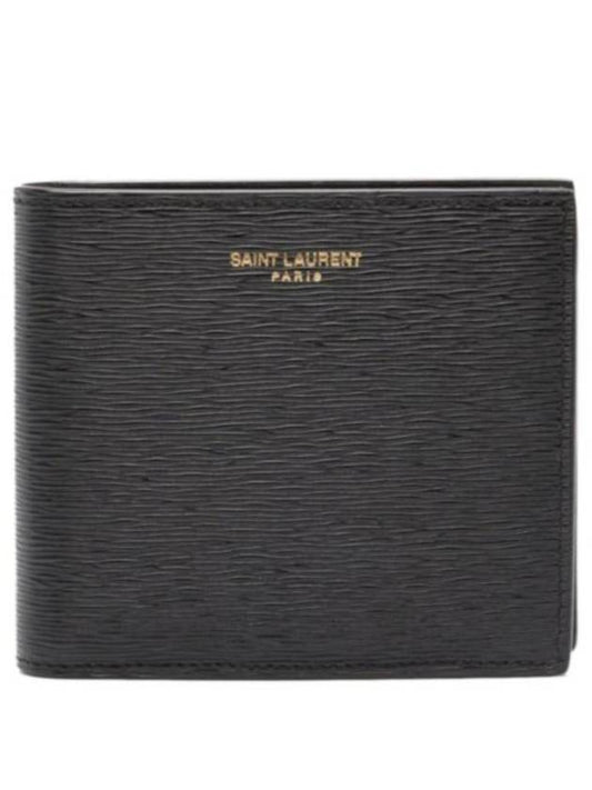Luxury Saint Laurent East West Leather Half Wallet Black