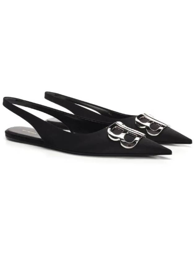 Luxury Balenciaga BB Logo Slingback Flat Black