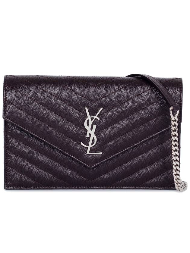 Luxury Saint Laurent Monogram Matelasse Envelope Chain Cross Bag Dark Brown