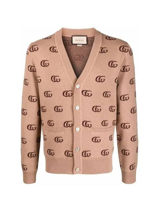 Luxury Gucci Trending 2025 GG Jacquard Cashmere Cardigan Beige