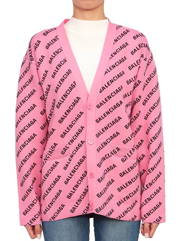 Luxury Balenciaga All-Over Logo Cardigan Pink