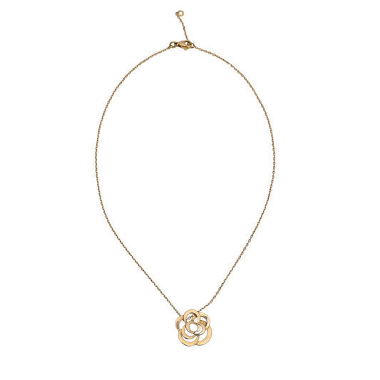 Chanel 18K Yellow Gold Fil De Camelia Pendant Necklace