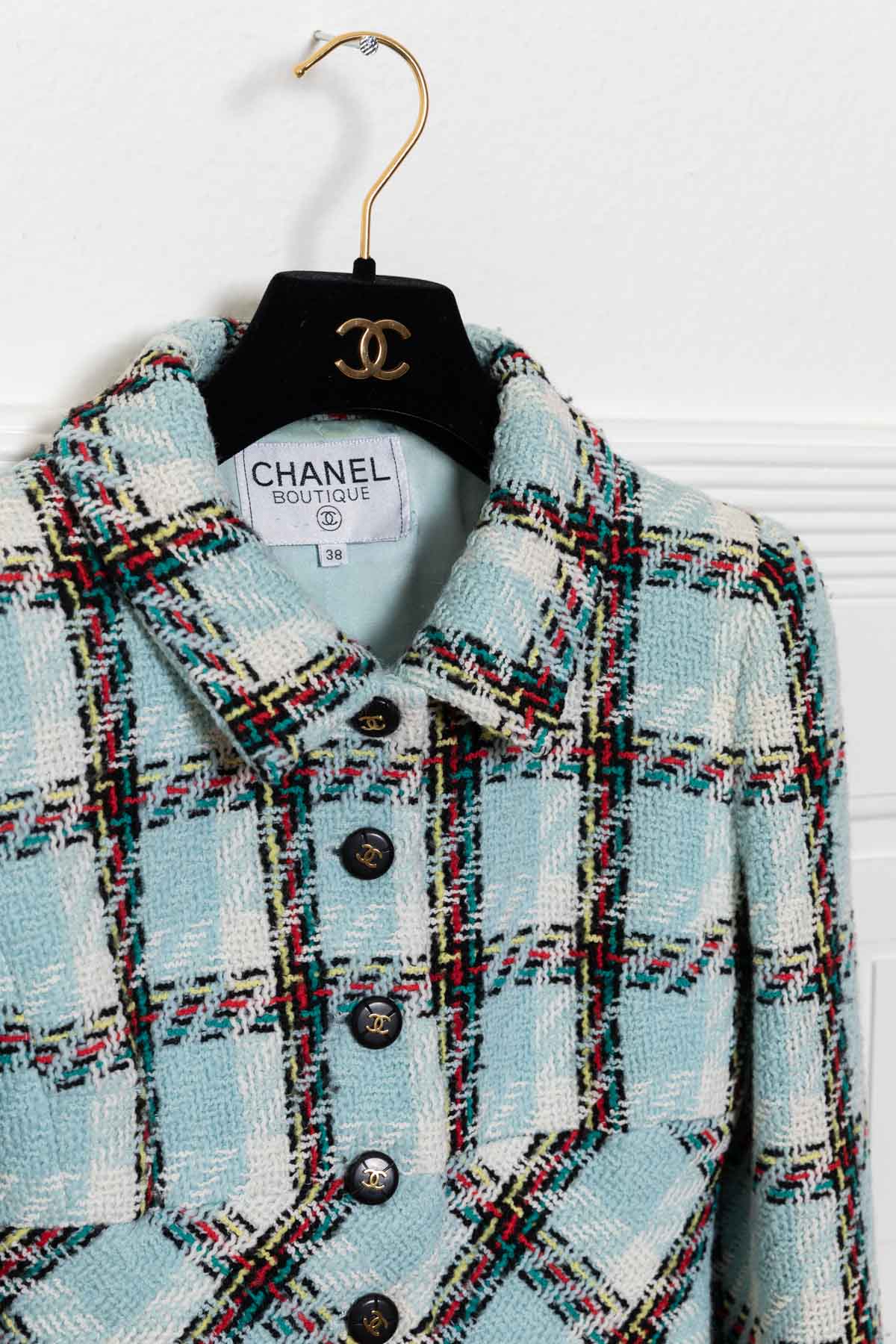 CHANEL S95 Two Piece Tweed baby Blue Check