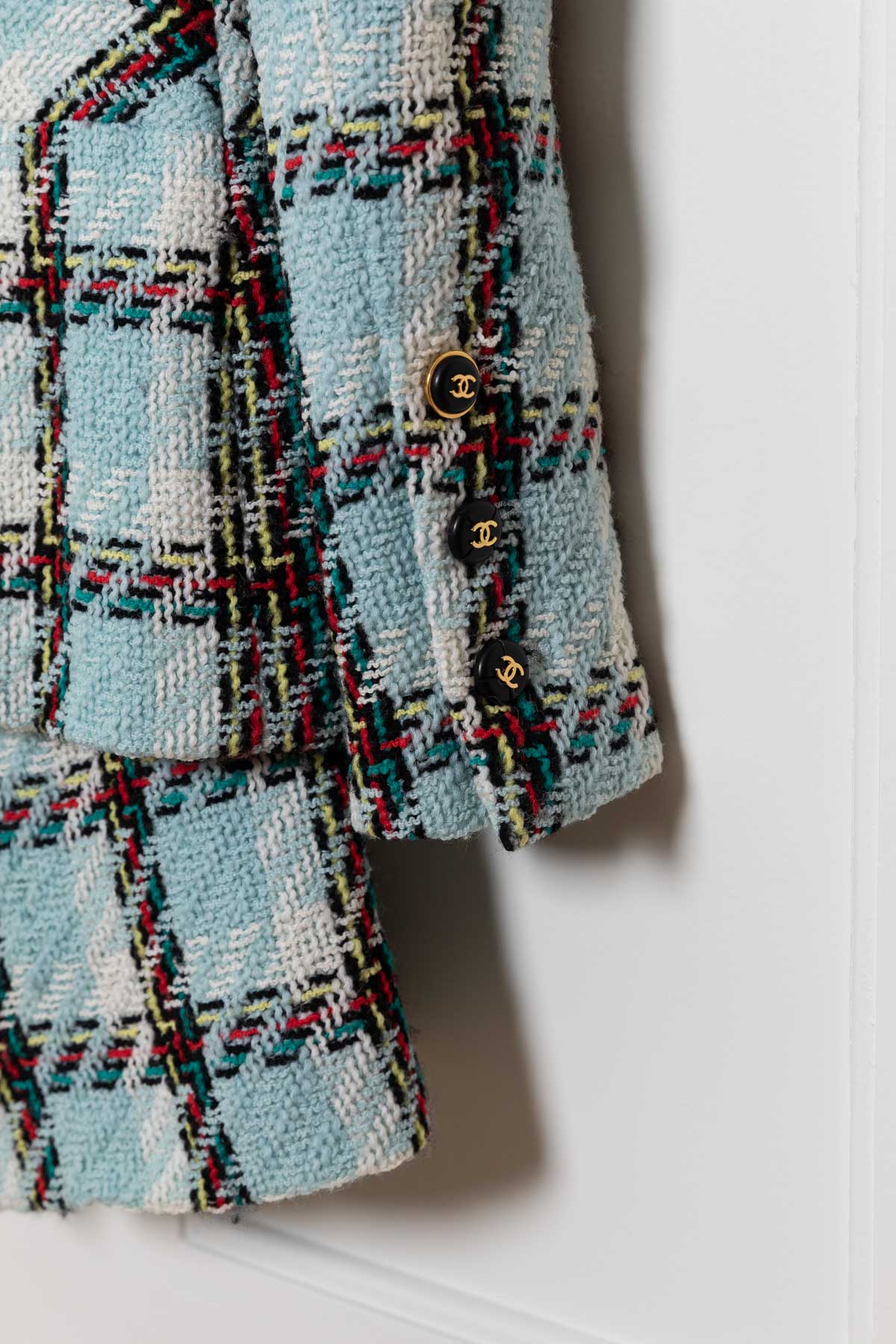 CHANEL S95 Two Piece Tweed baby Blue Check