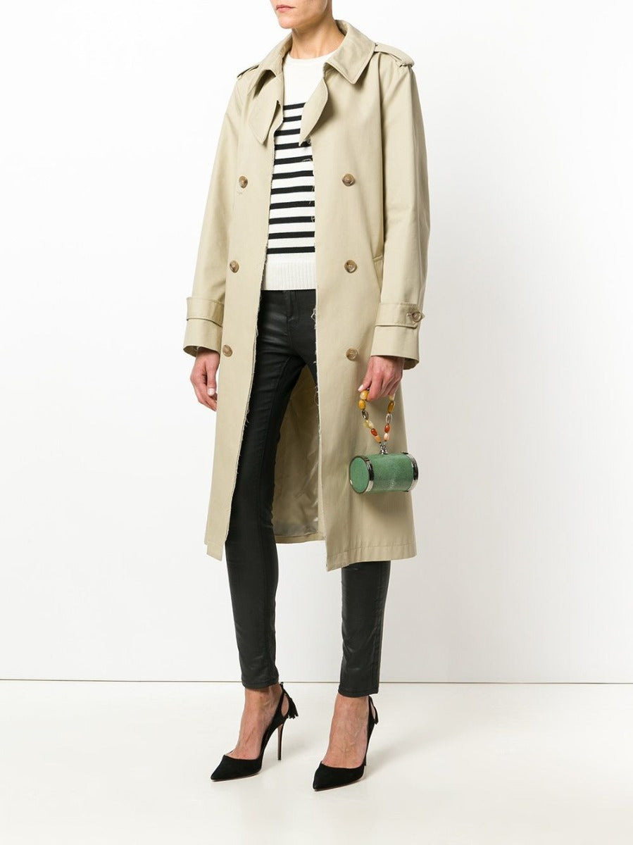 CHANEL Green Barrel Clutch Bag