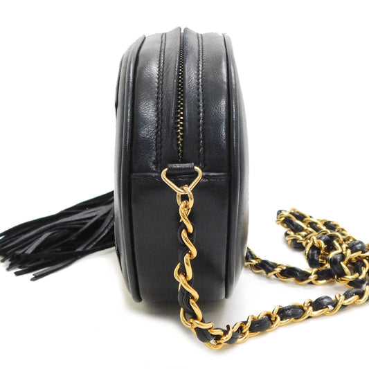 Luxury Chanel CC Fringe Crossbody Bag Black Calfskin Gold