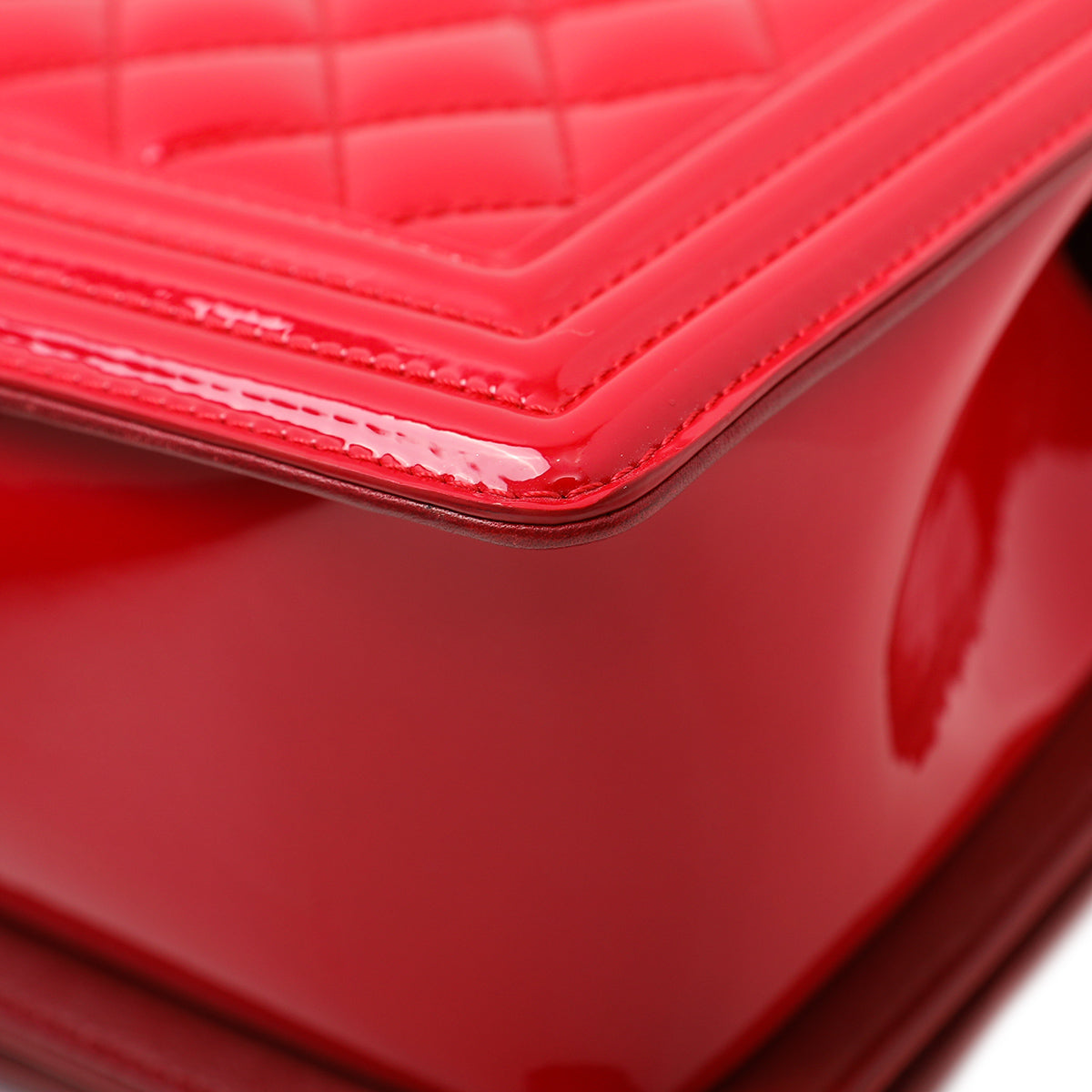 Chanel Red Boy Plexiglass Lock Bag