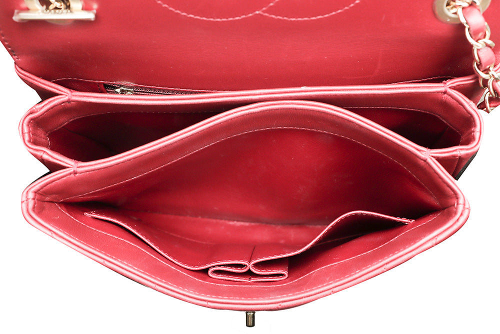 Chanel Red CC Chevron Trendy Small Bag
