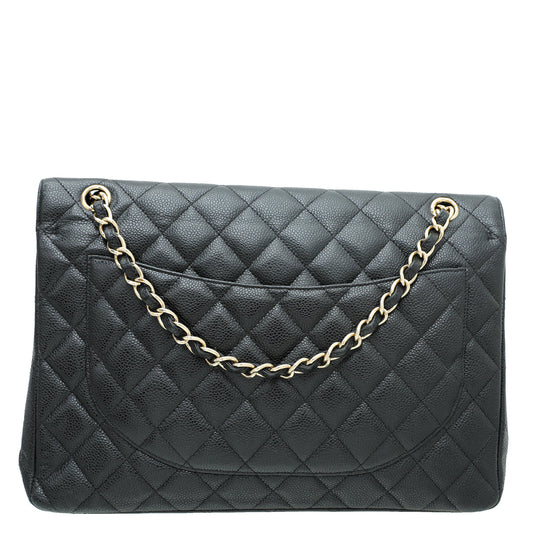 Chanel Black CC Classic Double Flap Maxi Bag