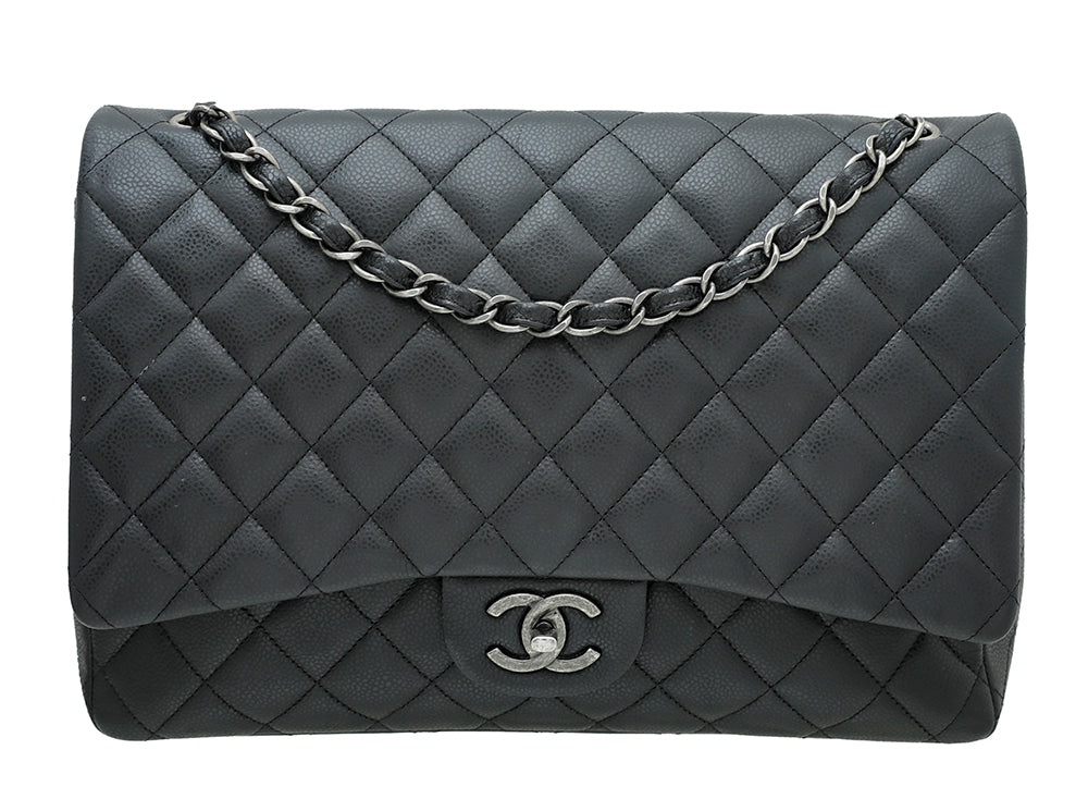 Chanel Black CC Classic Double Flap Maxi Bag