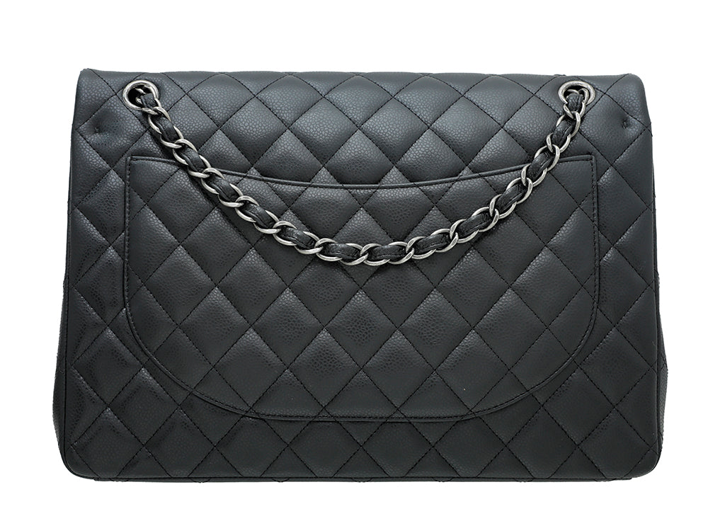 Chanel Black CC Classic Double Flap Maxi Bag