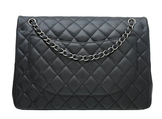Chanel Black CC Classic Double Flap Maxi Bag