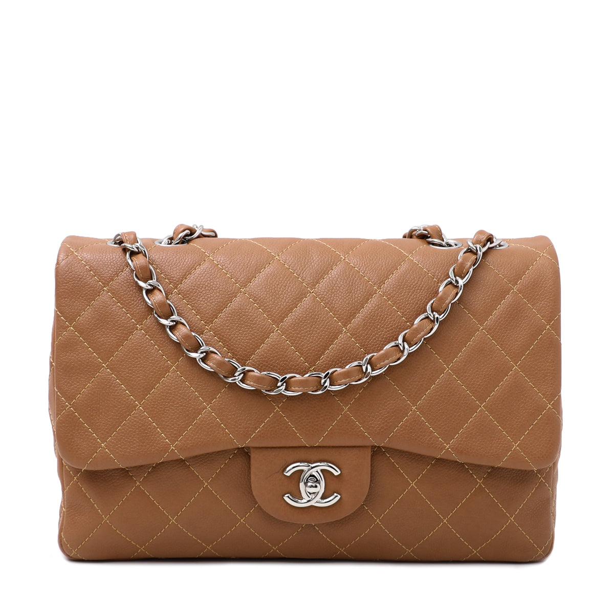 Chanel Tan CC Classic Single Flap Bag