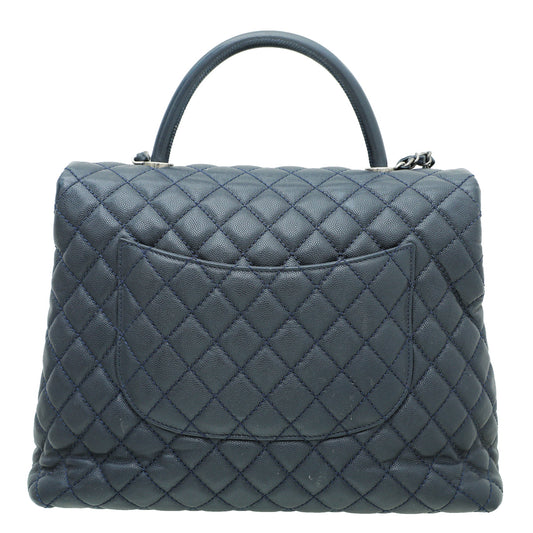 Chanel Navy Blue Coco Handle Maxi Bag