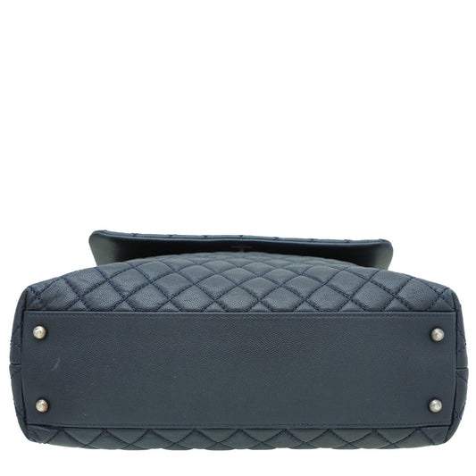 Chanel Navy Blue Coco Handle Maxi Bag