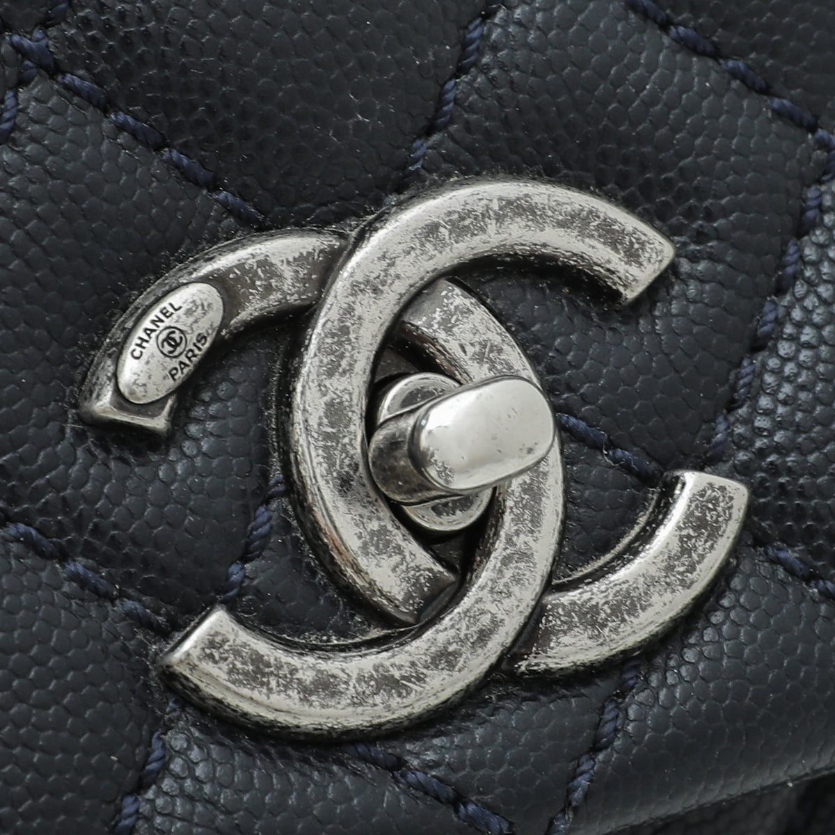 Chanel Navy Blue Coco Handle Maxi Bag