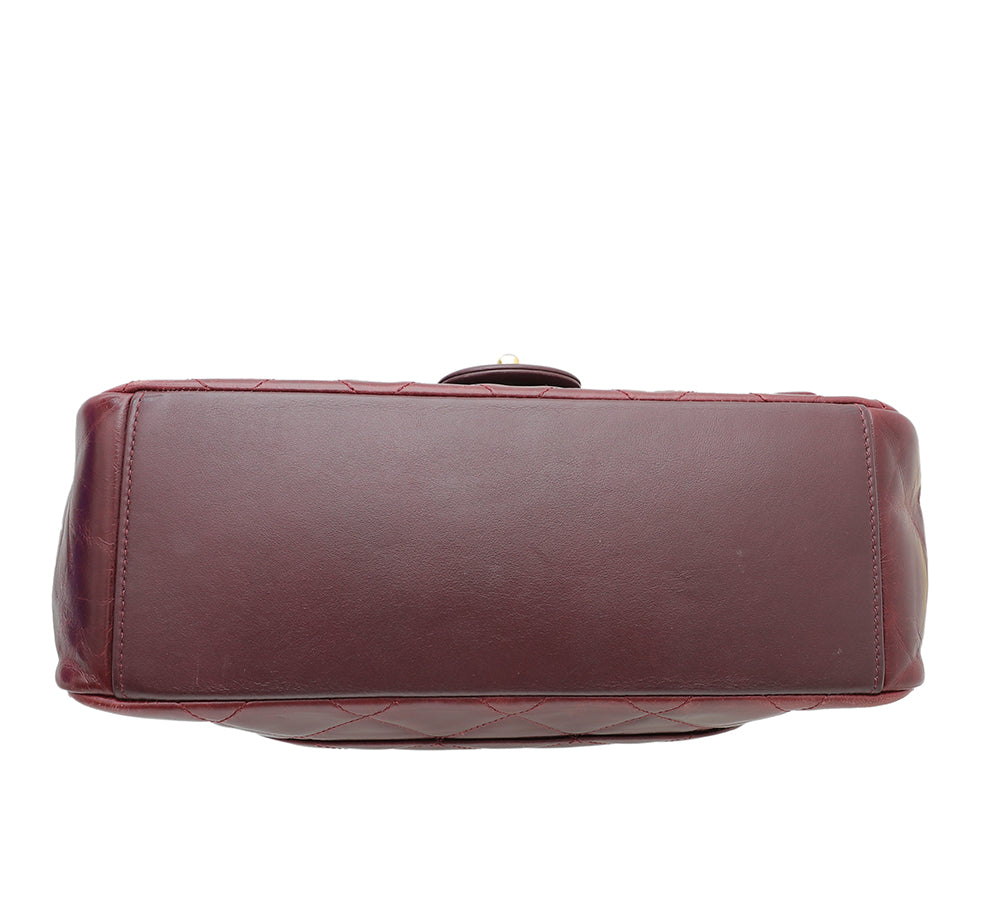 Chanel Burgundy CC Glazed Gold Bar Top Handle Flap Bag