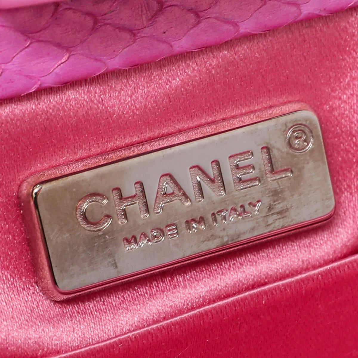 Chanel Pink CC Metallic Python Clutch