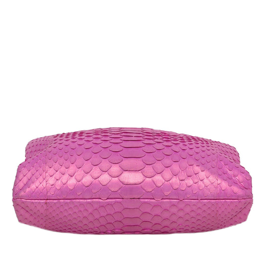 Chanel Pink CC Metallic Python Clutch