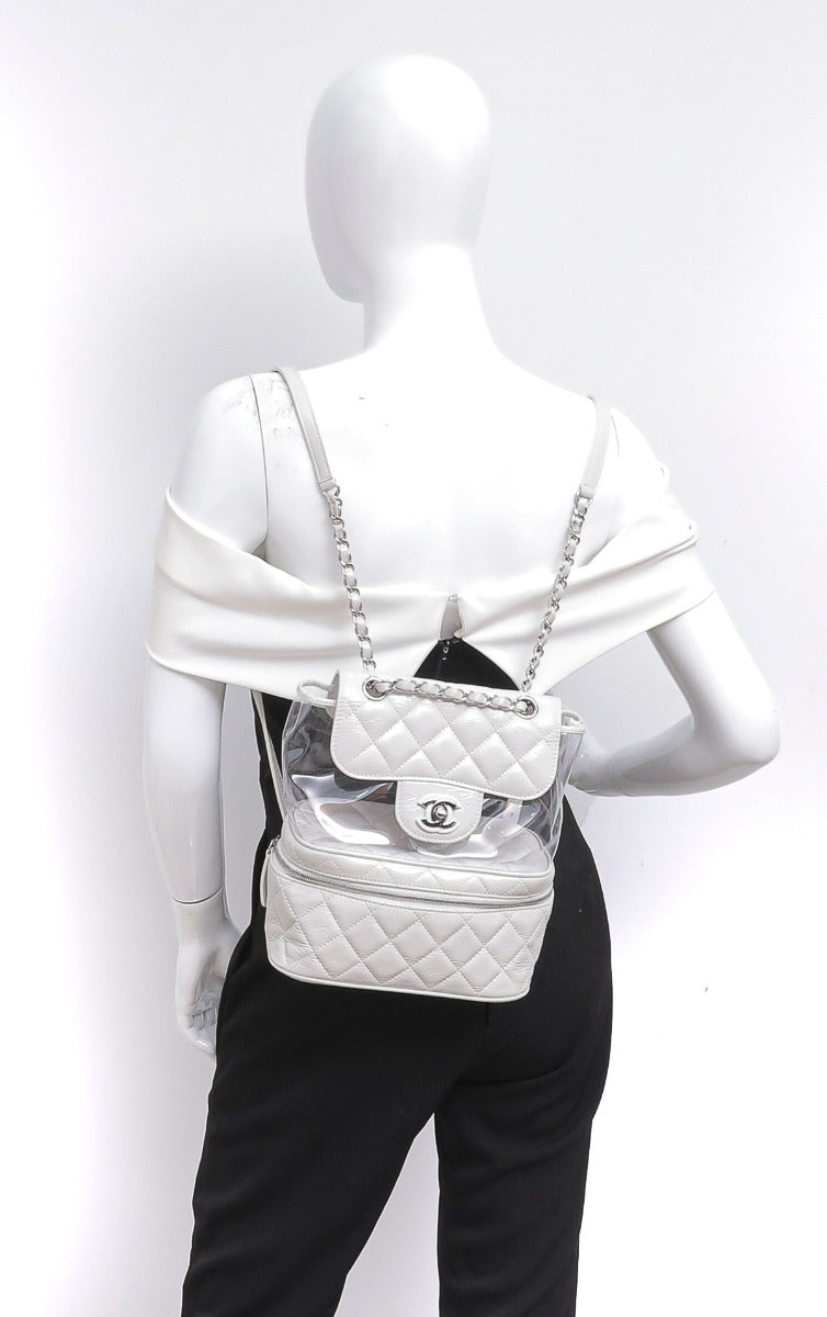 Chanel White CC Crumpled Backpack