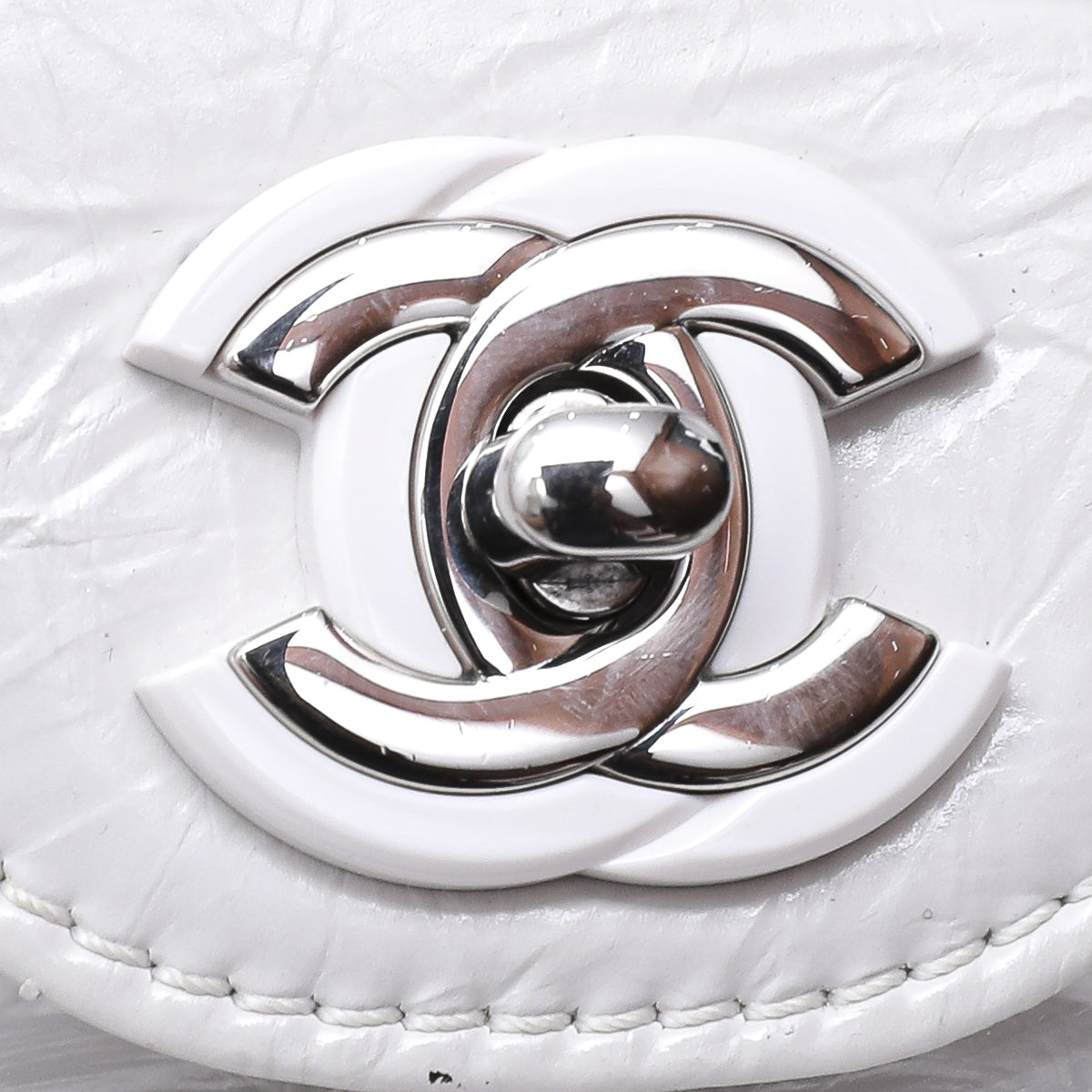 Chanel White CC Crumpled Backpack