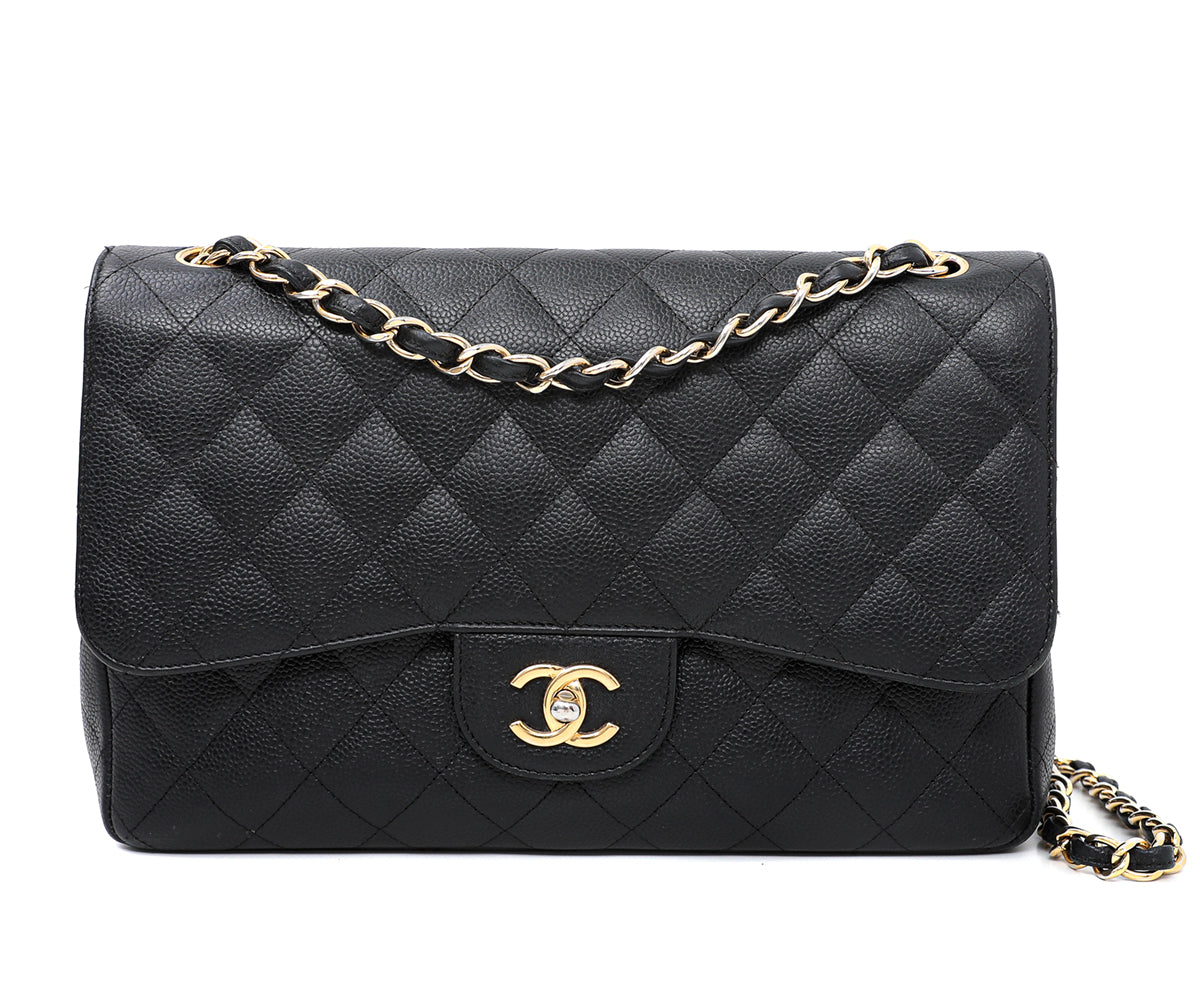 Chanel Black Classic Double Flap Jumbo Bag