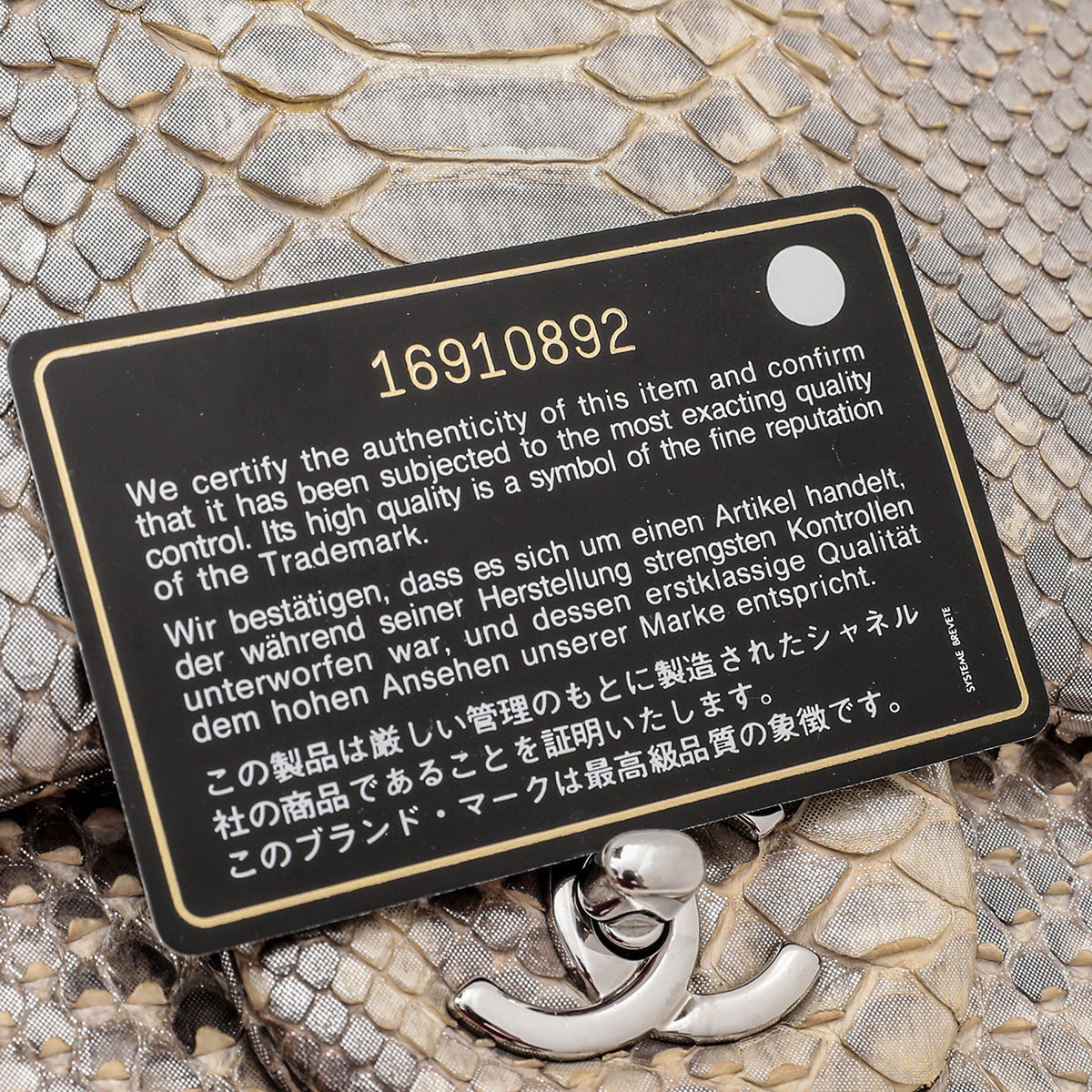 Chanel Metallic Beige Ombre Python Classic Flap Bag Jumbo