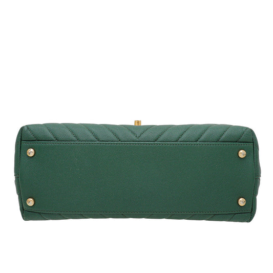 Chanel Olive Green Chevron Coco Handle Small Bag