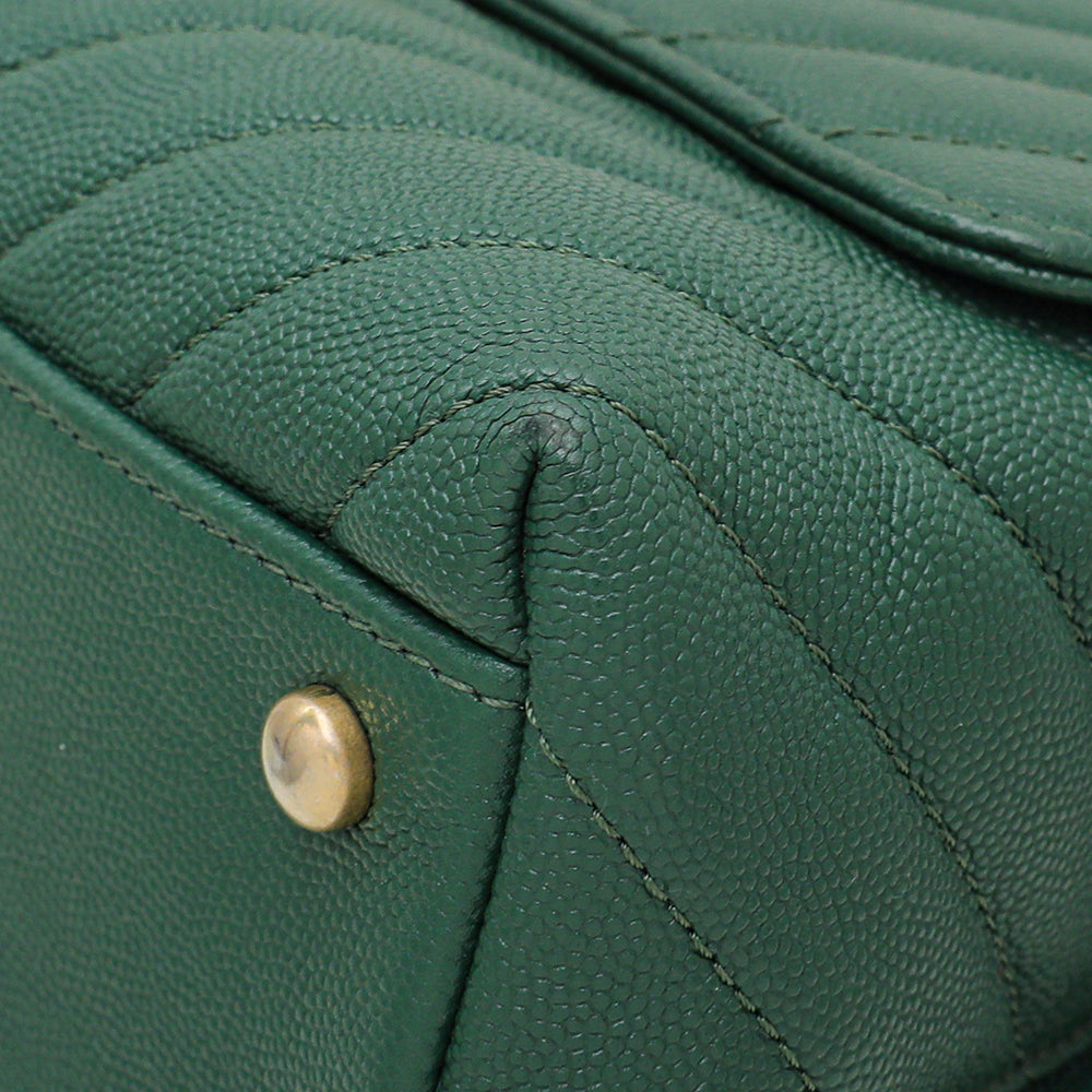 Chanel Olive Green Chevron Coco Handle Small Bag