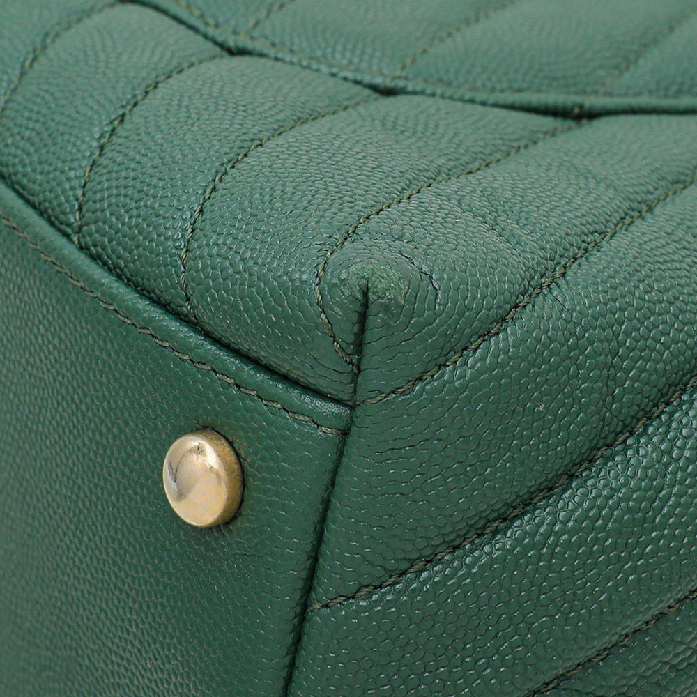 Chanel Olive Green Chevron Coco Handle Small Bag