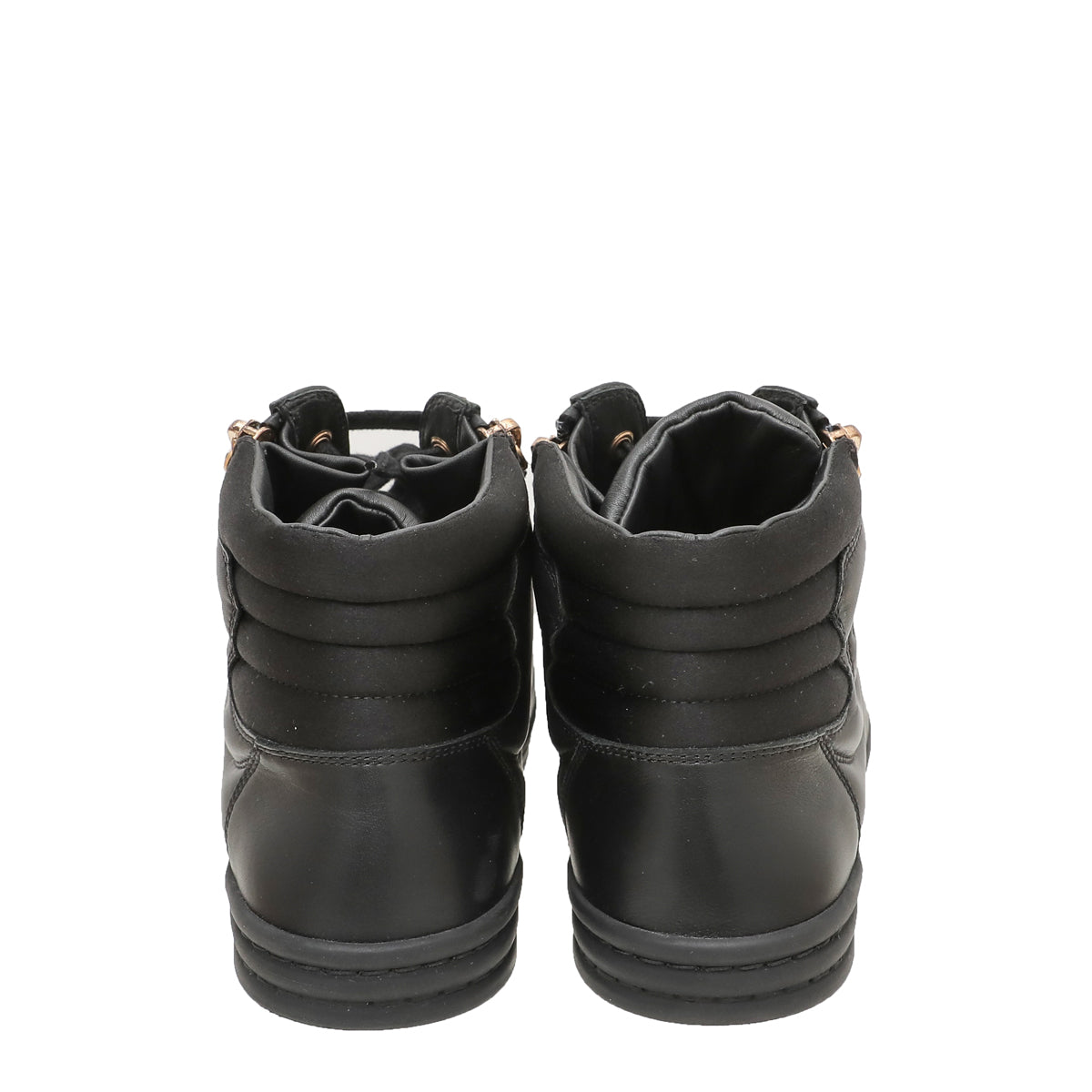 Chanel Black Double Zip Chain Detail High Top Sneakers 36