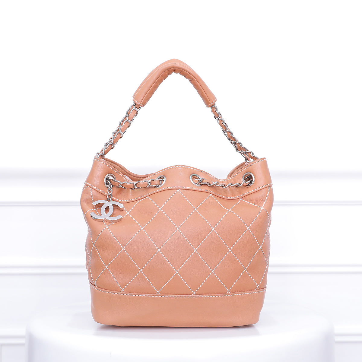 Chanel Tan Drawstring Bucket Bag
