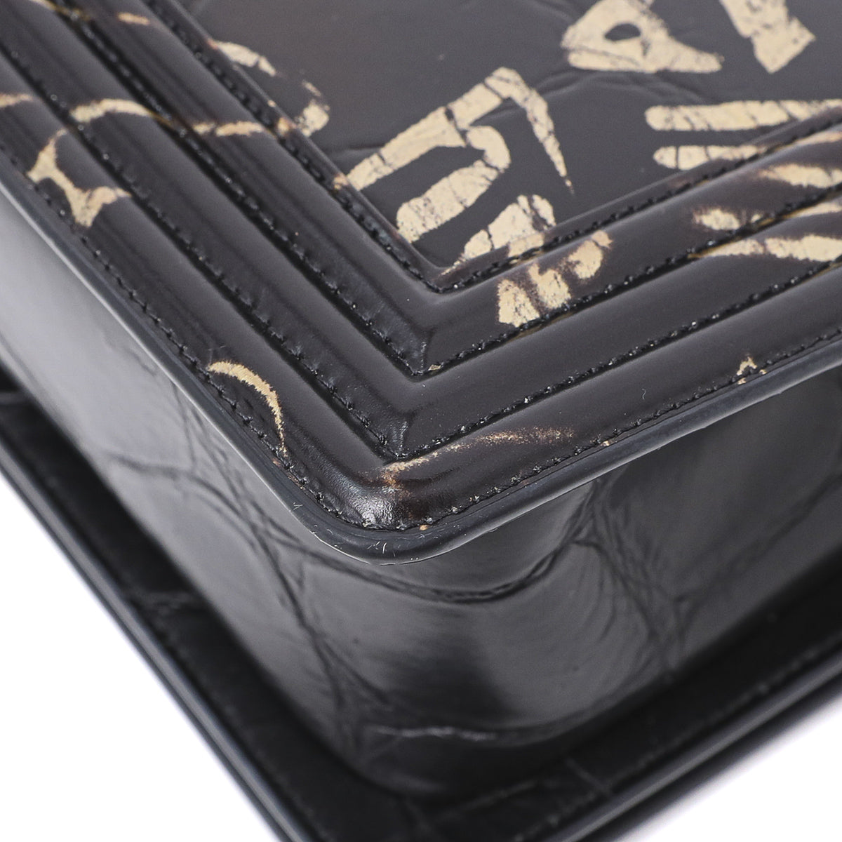 Chanel Black Crocodile Graffiti Boy Bag