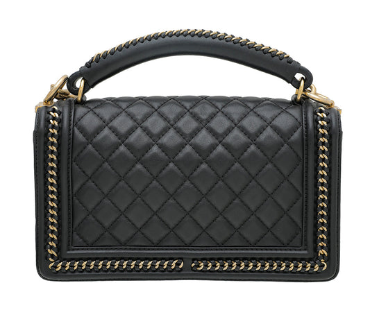 Chanel Black Le Boy Handle Chain Medium Bag