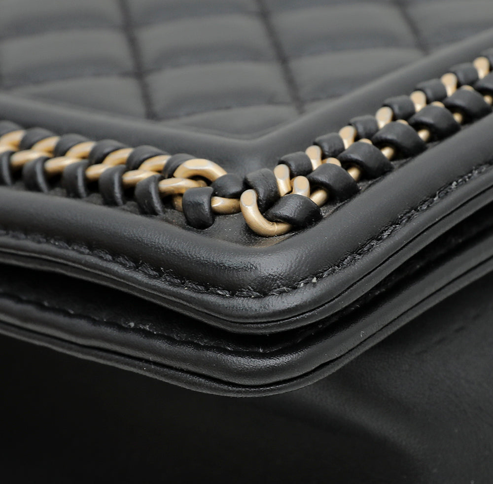 Chanel Black Le Boy Handle Chain Medium Bag