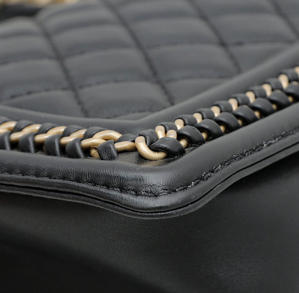 Chanel Black Le Boy Handle Chain Medium Bag