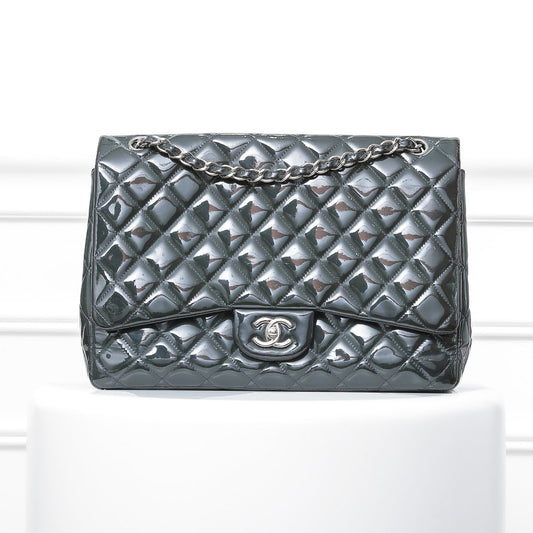Chanel Forest Green Classic Single Flap Maxi