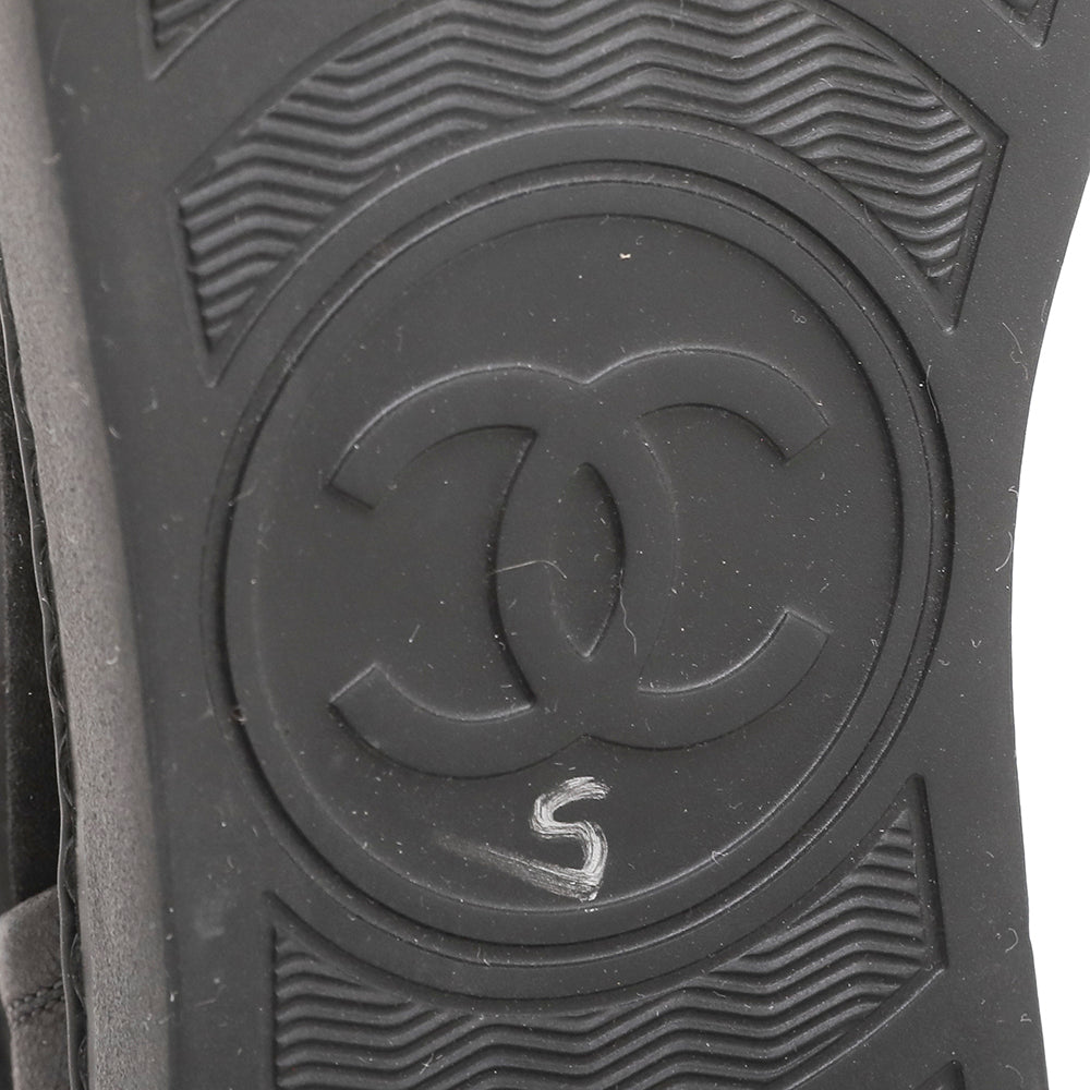 Chanel Black Suede Tweed High Top Sneakers 36.5