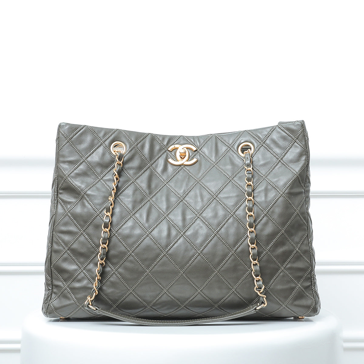 Chanel Deep Olive Green Thin City Accordion Bag
