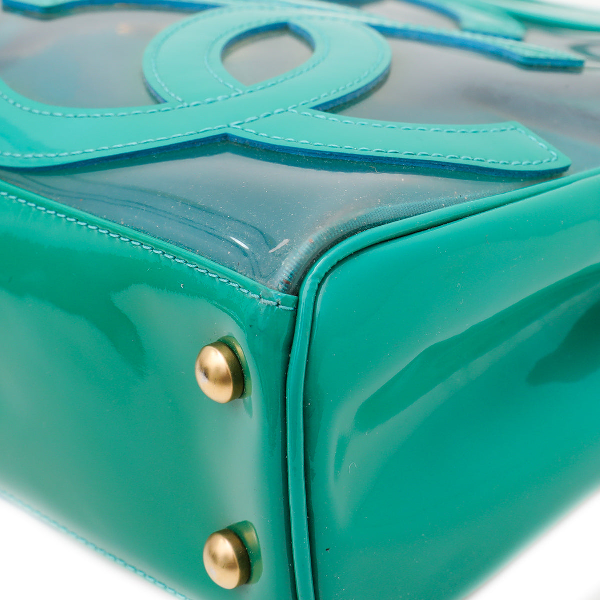 Chanel Green Vinyl CC Logo Beach Tote Bag