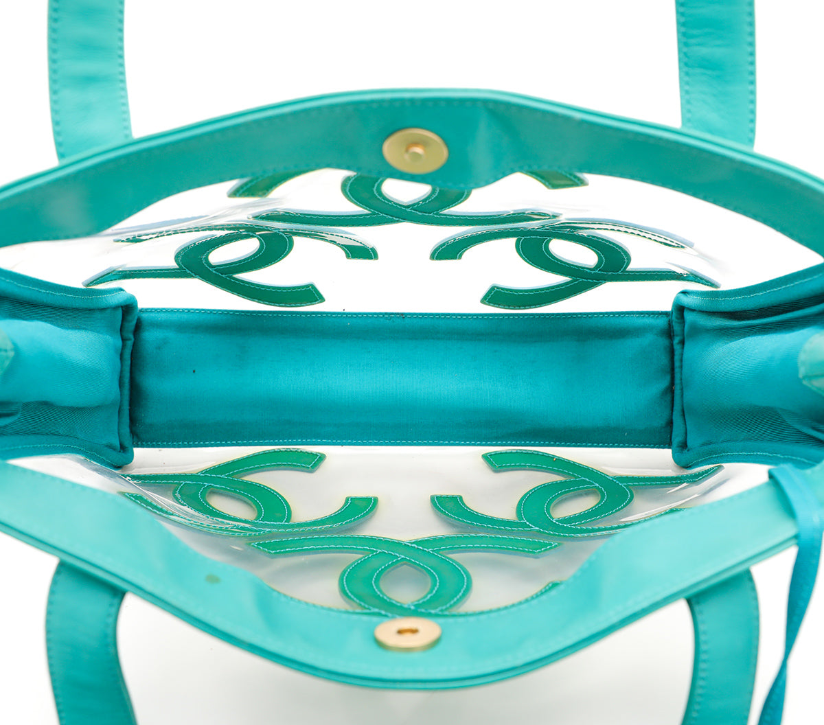 Chanel Green Vinyl CC Logo Beach Tote Bag
