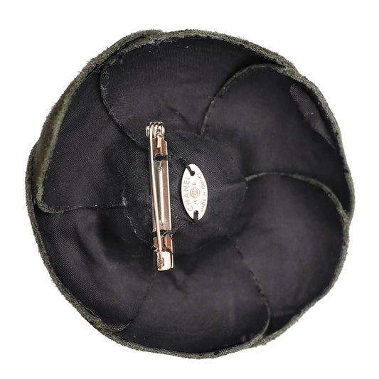 Chanel Olive Green Suede Votez Coco Ladies First Statement Camellia Brooch