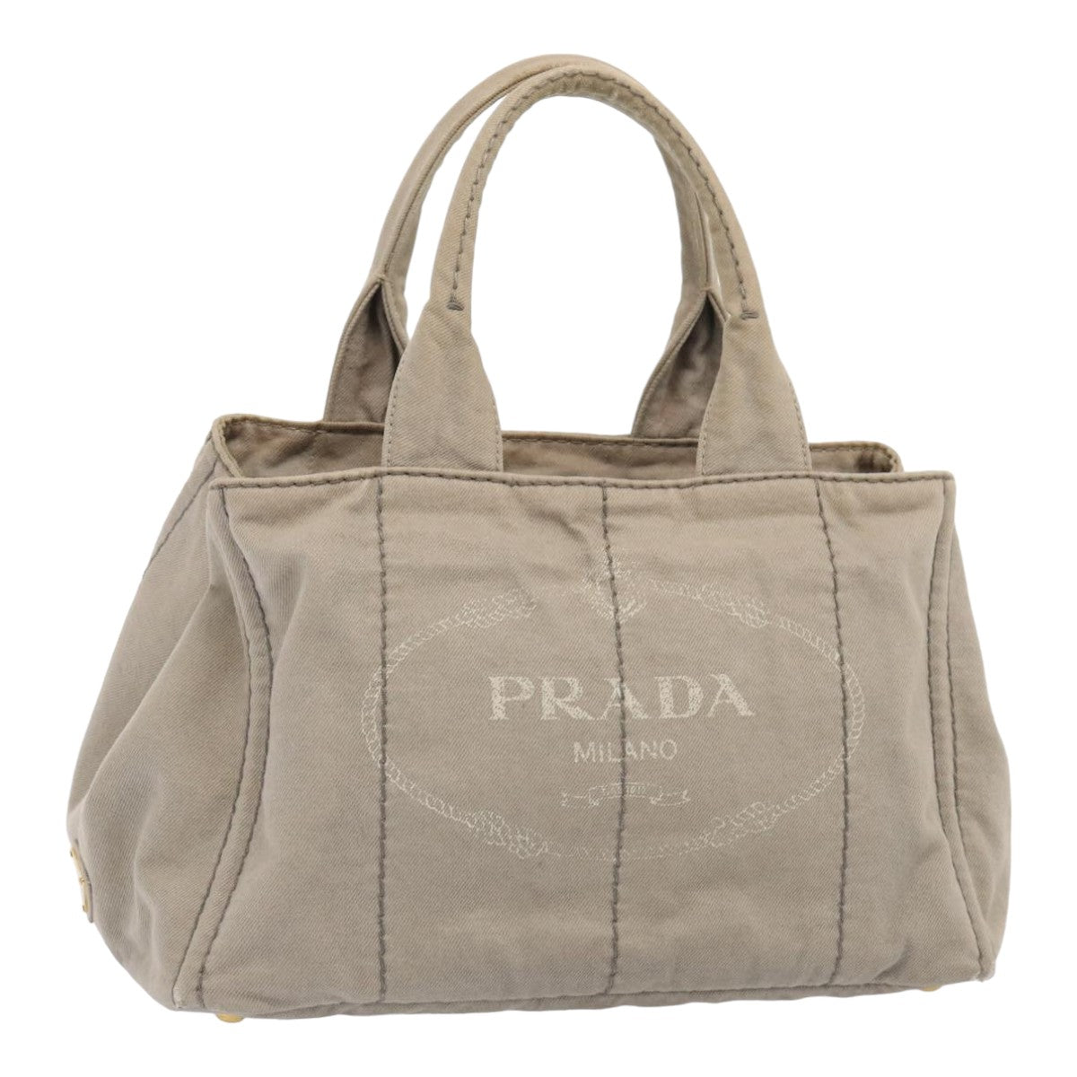 Luxury Prada Canapa MM Hand Bag Canvas Gray  cl844